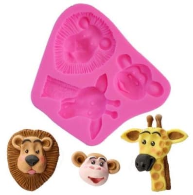 Molde Fondant Mono, León y Jirafa Silicona1