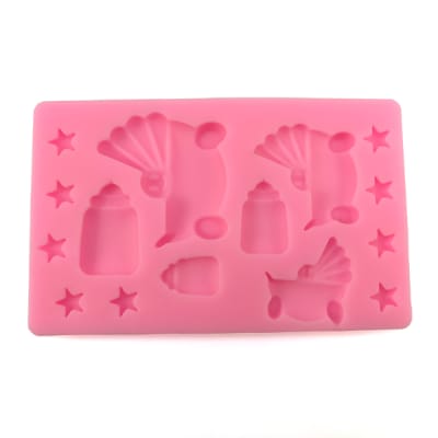 Molde Fondant Coches y Mamaderas Silicona