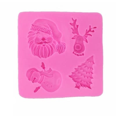 Molde Fondant Santa, Reno, Muñeco de Nieve y Pino