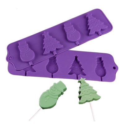 Molde Silicona Paleta Pinos y Muñeco de Nieve1
