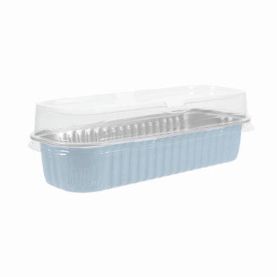 Molde para Mini Pastel Aluminio con Tapa Celeste 4 Unidades