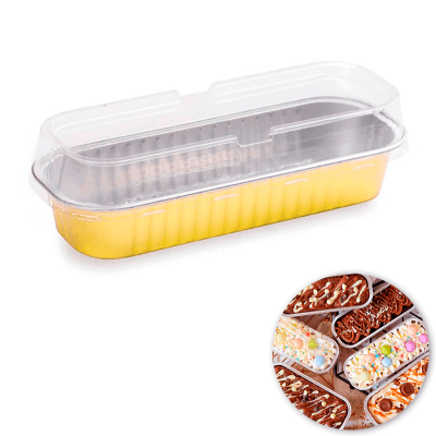 Molde para Mini Pastel Aluminio con Tapa Dorado 4 Unidades