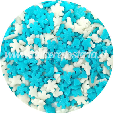 Decoración Copos de Nieve Blanco y Celeste 100 gr.1