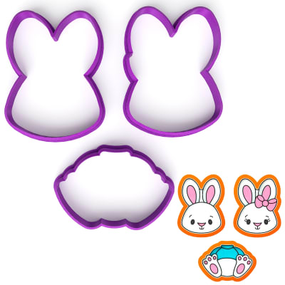 Set Cortador Pareja de Conejos 3 Piezas Plástico