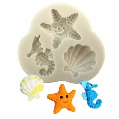 Molde Fondant Caballito de Mar, Conchita y Estrella Silicona1