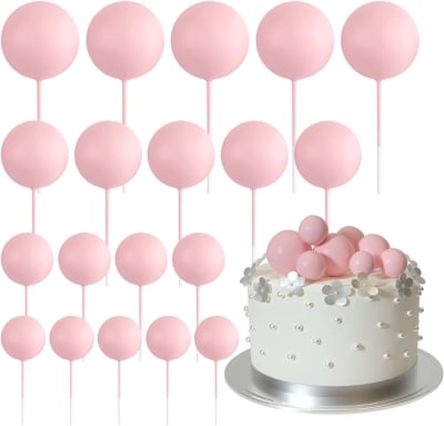 Esferas Decortativas para Tortas Rosado 20 Unidades1