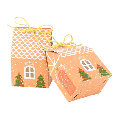 Set Cajas Casa Navidad Kraft N°3 10x7x5 cm. 4 Unidades
