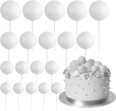 Esferas Decortativas para Tortas Blanco 20 Unidades