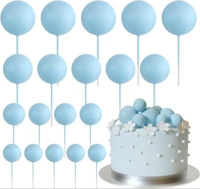 Esferas Decortativas para Tortas Celeste 20 Unidades