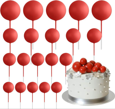 Esferas Decortativas para Tortas Rojo 20 Unidades