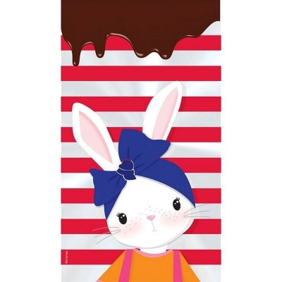 Bolsa Pascua Conejo Lineas Rojas 11x19,5 cm. 50 Unidades1