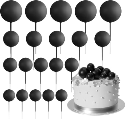 Esferas Decortativas para Tortas Negro 20 Unidades