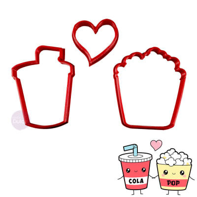 Set Cortadores Plásticos Pareja Gaseosa y Pop Corn