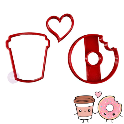 Set Cortadores Plásticos Pareja Café y Donut