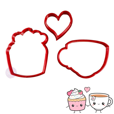 Set Cortadores Plásticos Pareja Té y Cupcake1