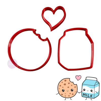 Set Cortadores Plásticos Pareja Leche y Galleta