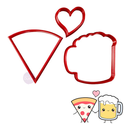 Set Cortadores Plásticos Pareja Pizza y Shop