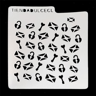 Stencil Cuadrado Carta, Candado y Llave