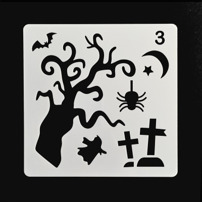 Stencil Halloween Cuadrado Arbol 31