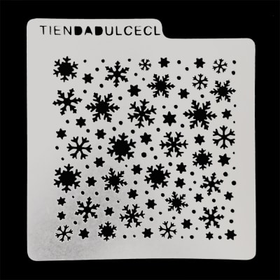 Stencil Cuadrado Navidad Copos y Estrellas N°41