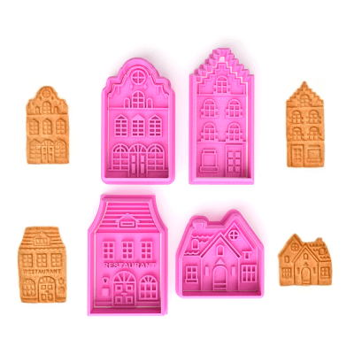 Set Cortador + Marcador Ciudad Aldea Navidad 4 Unidades