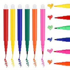 Pack 12 Set Plumones Marcadores 6 Colores Cortos Multicolor