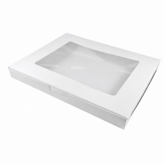 Caja Cartulina Blanca para 12 Alfajores 25x20x2.5 cm. 10 Unidades