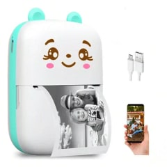 Mini Impresora Térmica Portátil 58 mm. Bluetooth  Recargable Carita Celeste