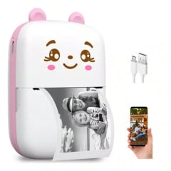 Mini Impresora Térmica Portátil 58 mm. Bluetooth Recargable Carita Rosada