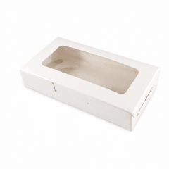 Caja Cartulina Blanca para 2 Alfajores 13x7x2.5 cm. 10 Unidades