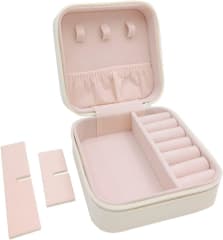 Joyero Organizador Joyas Mini Para Viajes Blanco 10x10x5 cm.