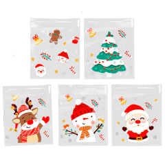 Bolsa Celofán Navidad 14x14 con Adhesivo - 100 Unidades