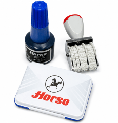 Kit Timbre Fecha, Tampón Almohadilla y Tinta Azul 3 Piezas
