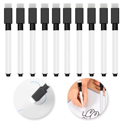 Set Marcador Plumón Pizarra Negro Con Borrador 10 Unidades