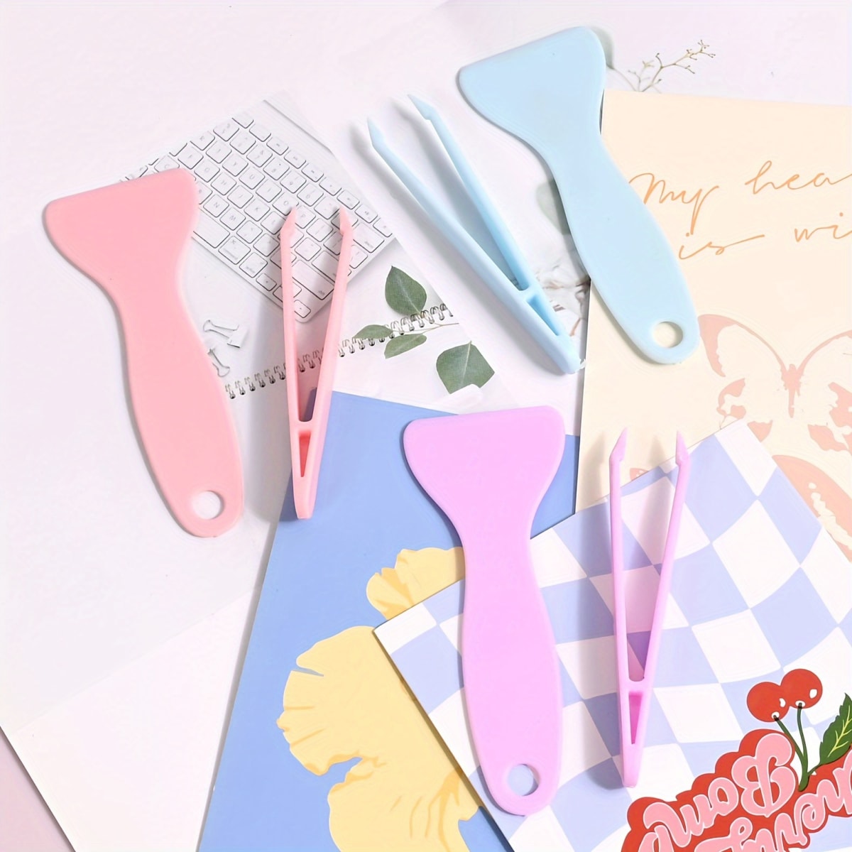 Set Pinza y Raspador para Stickers Pegatinas 2 Piezas Plástico6