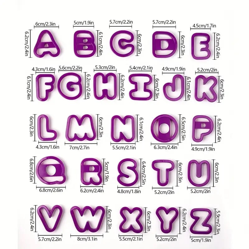 Set Cortadores Letras Grandes 26 Piezas Plástico4