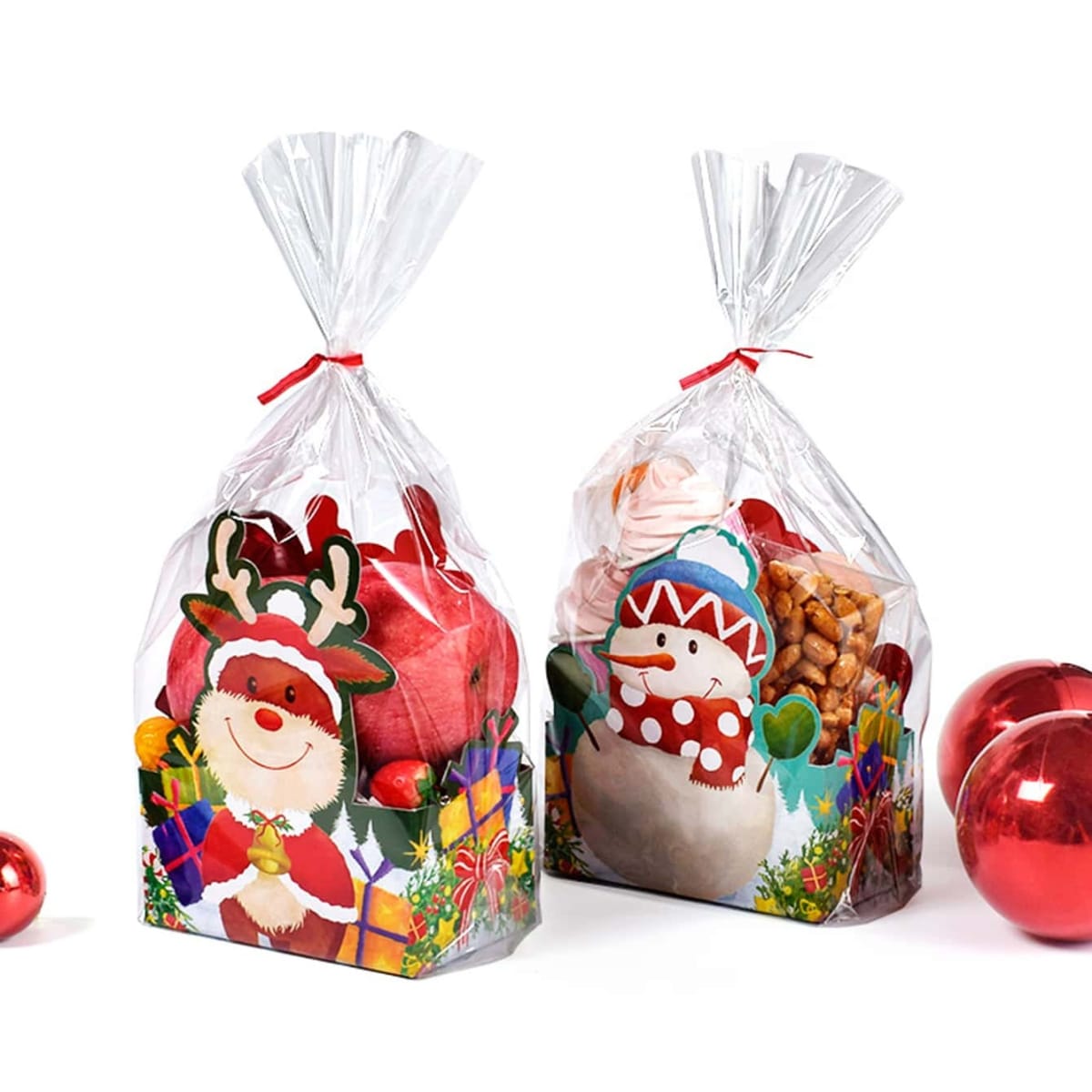 Set Bolsas con Base Cartulina Muñeco de Nieve 12x7x30 cm. - 10 Unidades5