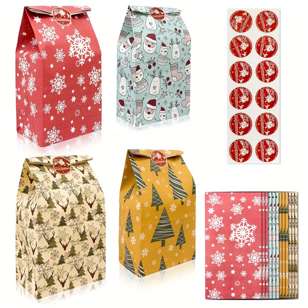 Set Bolsas de Papel Navidad con Sticker N°2 - 12 Unidades 0