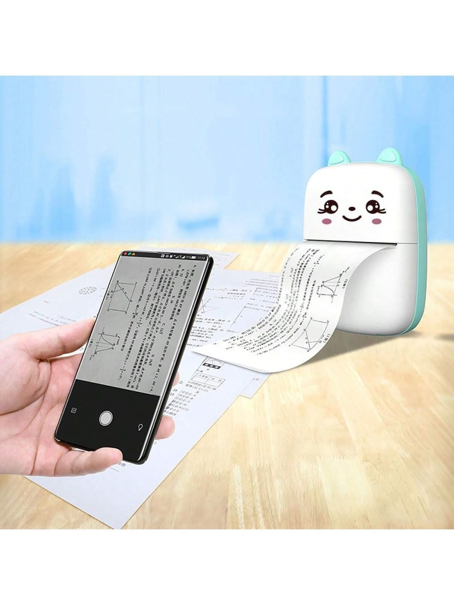 Mini Impresora Térmica Portátil 58 mm. Bluetooth  Recargable Carita Celeste2