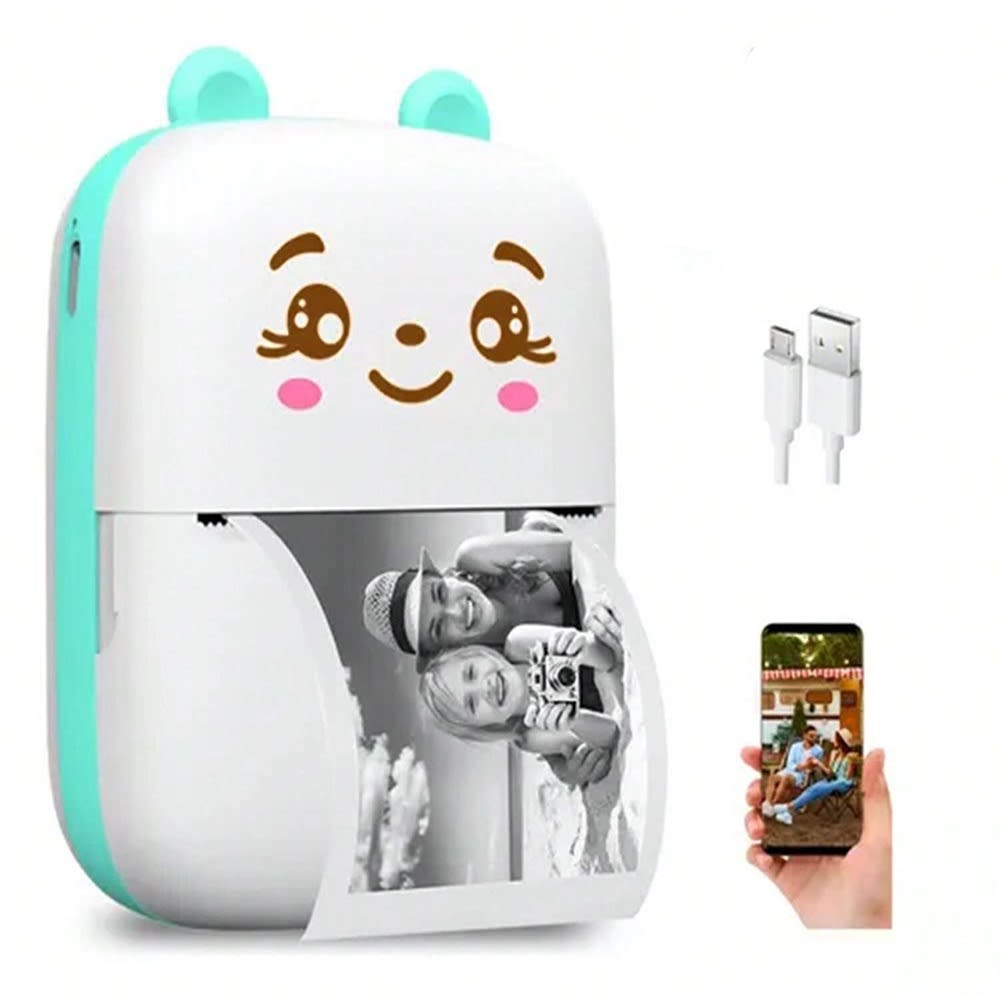 Mini Impresora Térmica Portátil 58 mm. Bluetooth  Recargable Carita Celeste1
