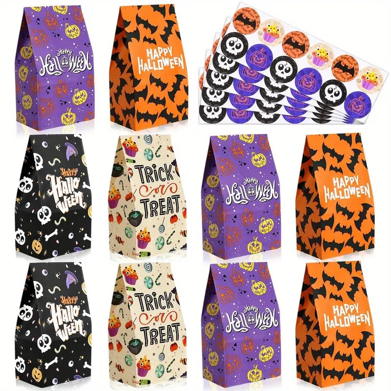 Set Bolsas de Papel Halloween y Stickers 12 Unidades3