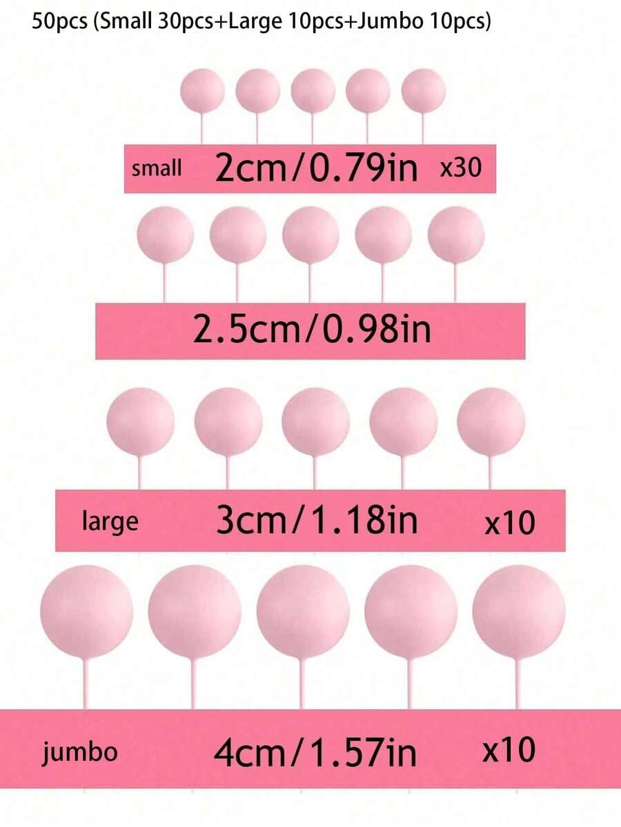Esferas Decortativas para Tortas Rosado 20 Unidades3
