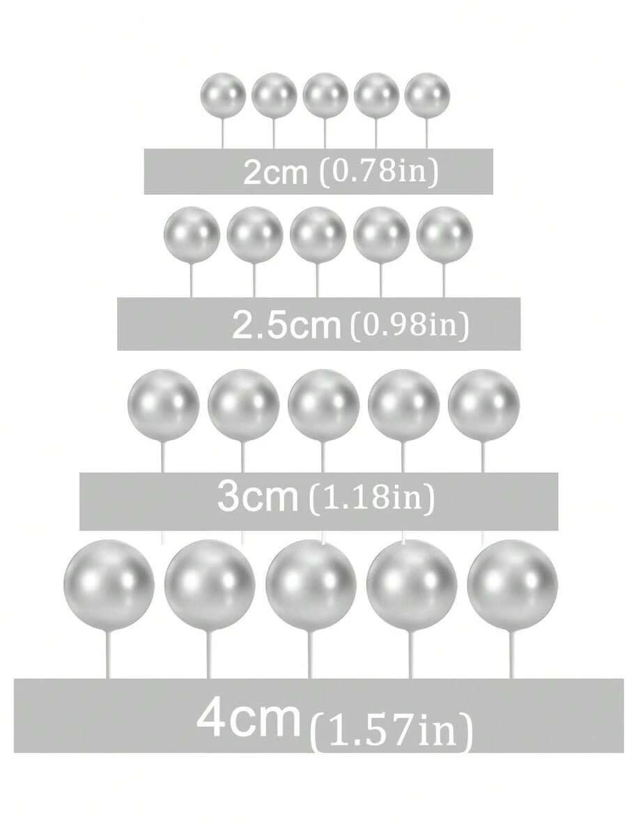 Esferas Decortativas para Tortas Plata 20 Unidades4