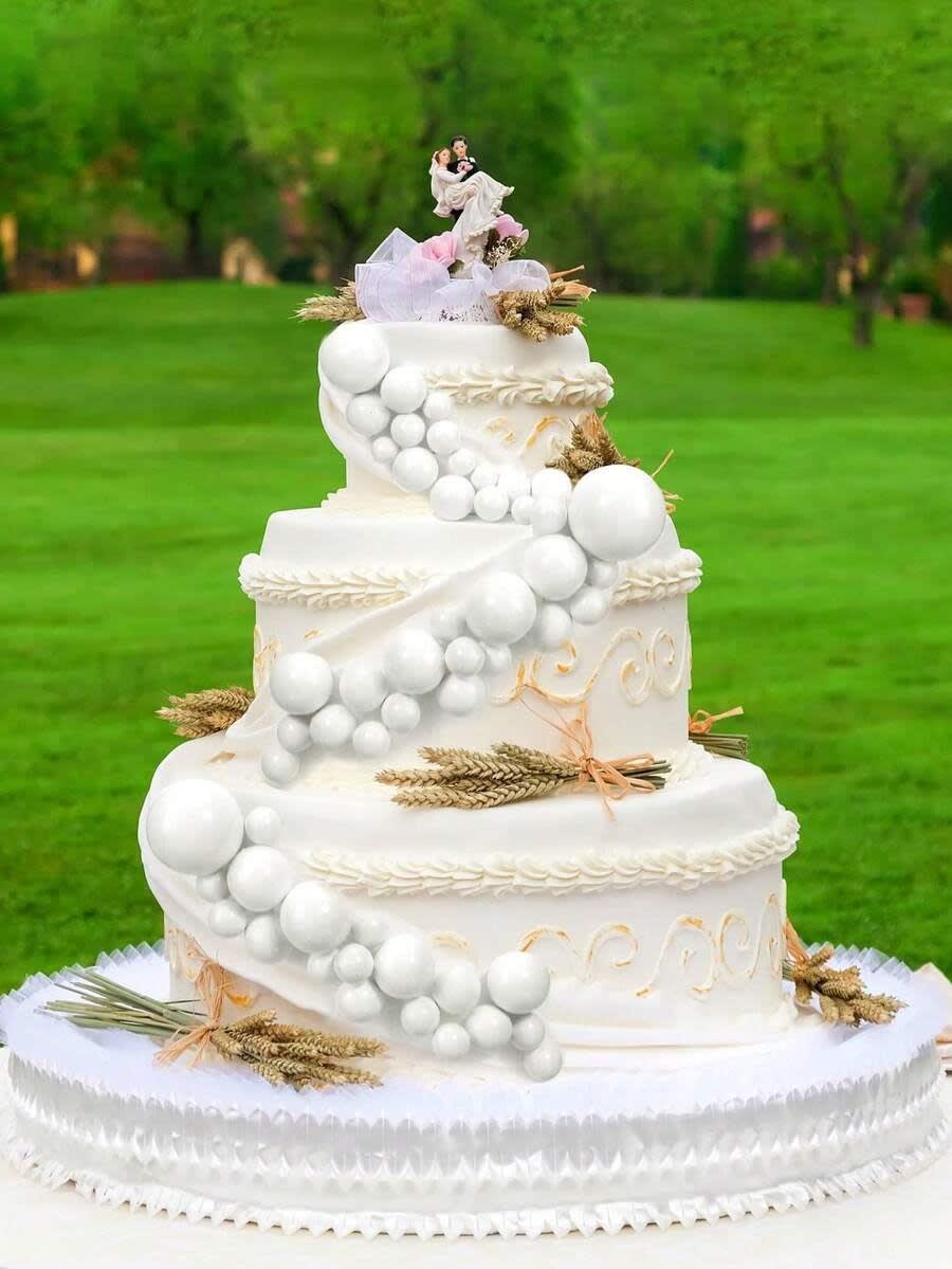 Esferas Decortativas para Tortas Blanco 20 Unidades2