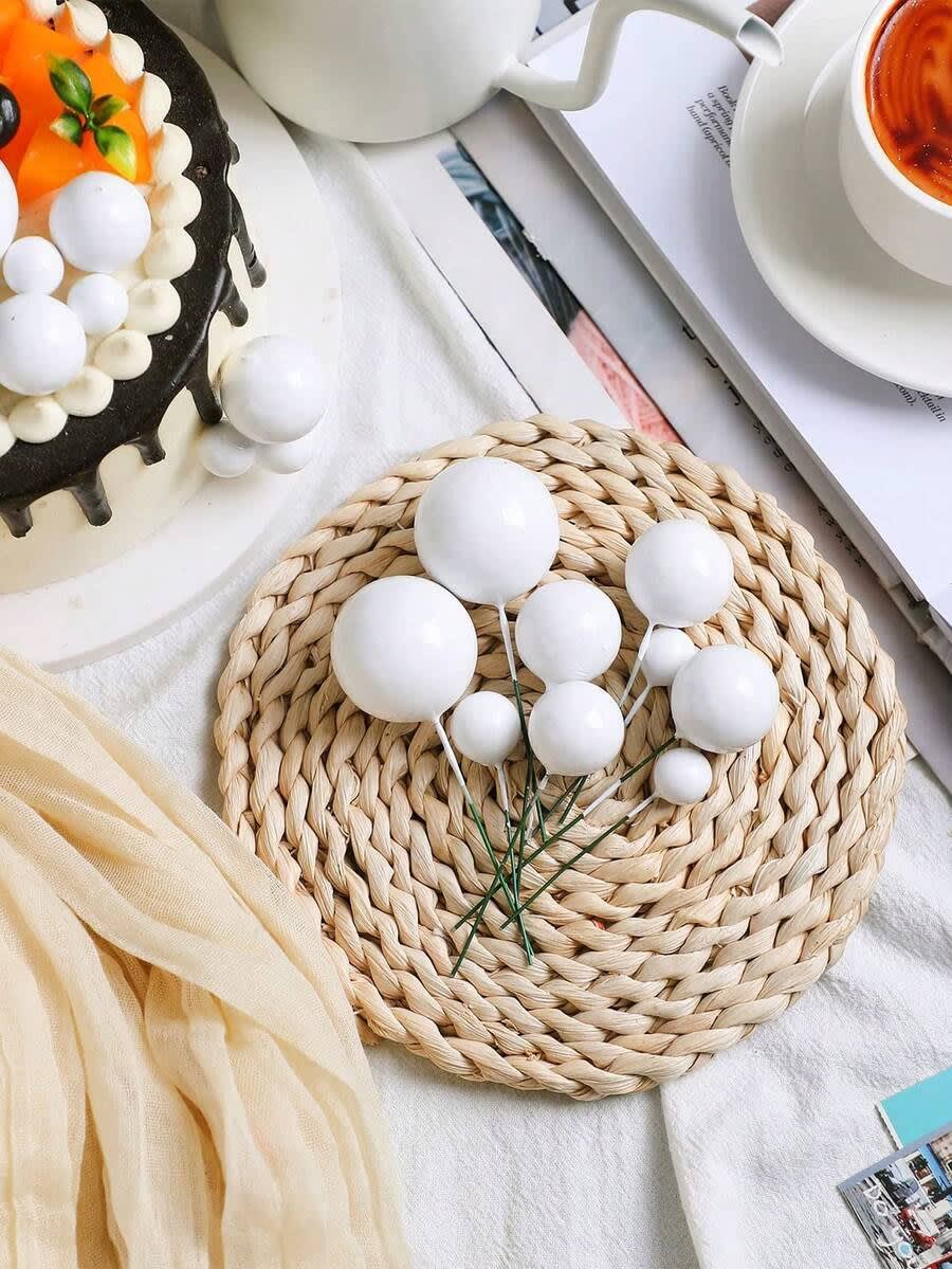 Esferas Decortativas para Tortas Blanco 20 Unidades3