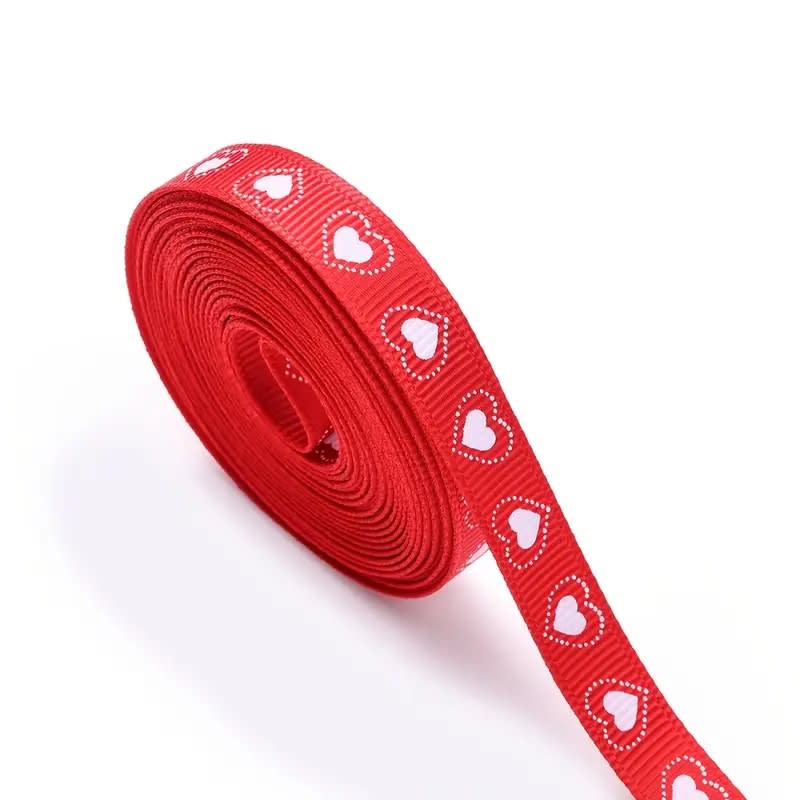 Cinta de Tela para Lazo Rojo Corazón N°3 - 5 Mts.2