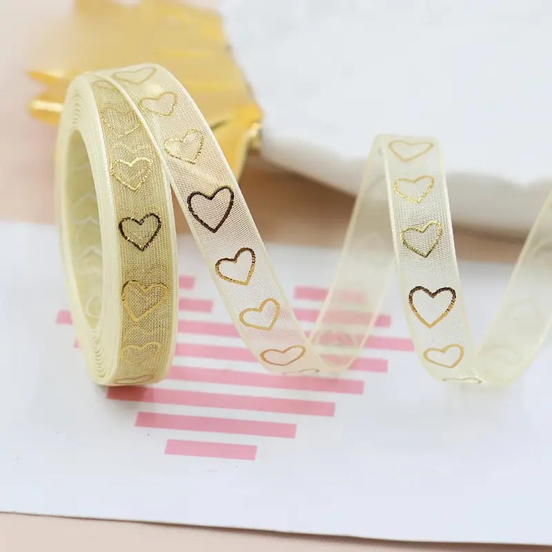 Cinta de Tela para Lazo Dorado Corazón 5 Mts.2