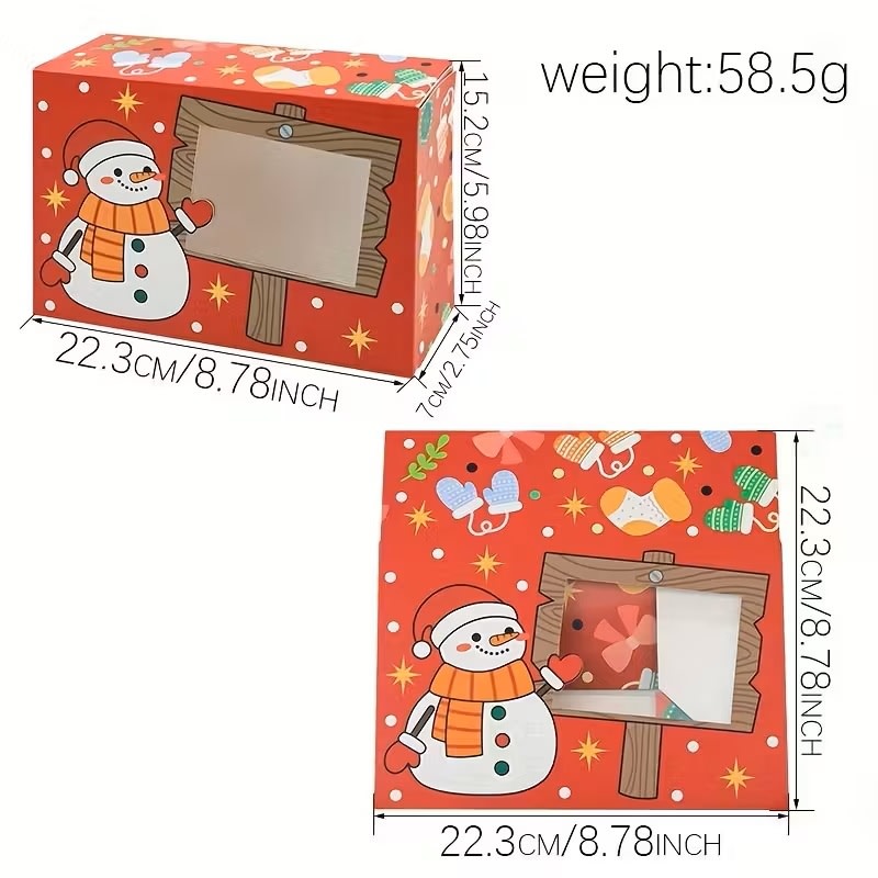 Set Cajas Navidad N°5 Muñeco de Nieve Rojo 4 Unidades2
