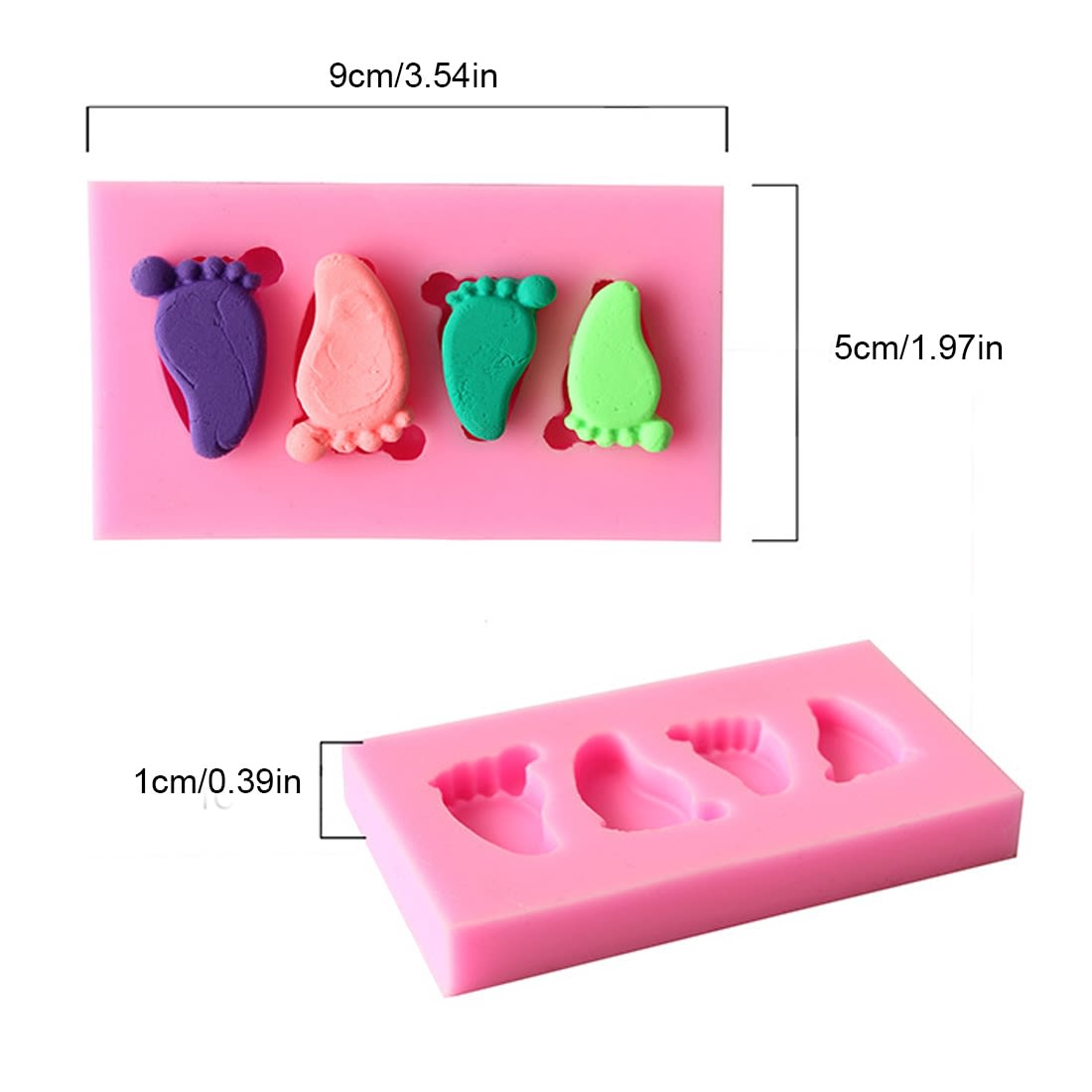 Molde Fondant 4 Pies Rectangular Silicona1