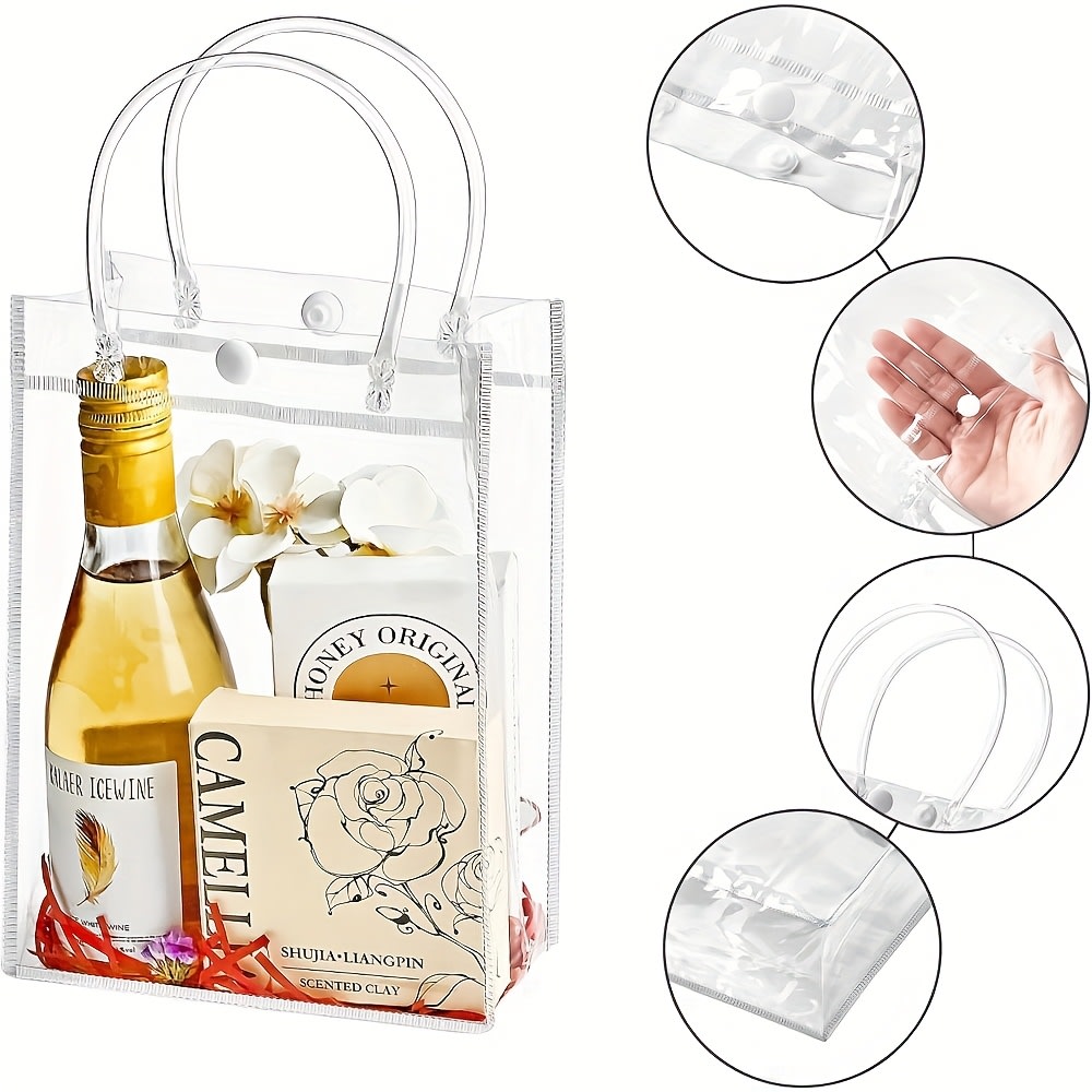 Bolsas Pvc Transparente Con Asa 16x14x6 Cm. 5 Unidades4
